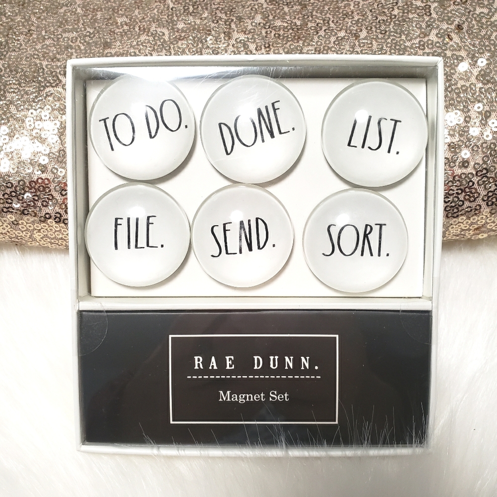 Rae Dunn 6 Glass-Dome To-Do Magnet Set.